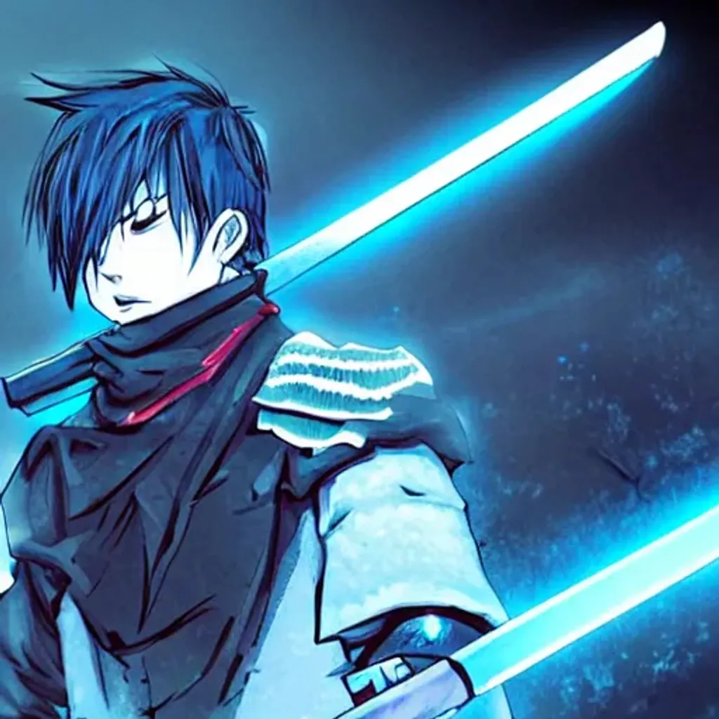 Boy with sword, katana, light, neon, dark, anime, HD phone wallpaper