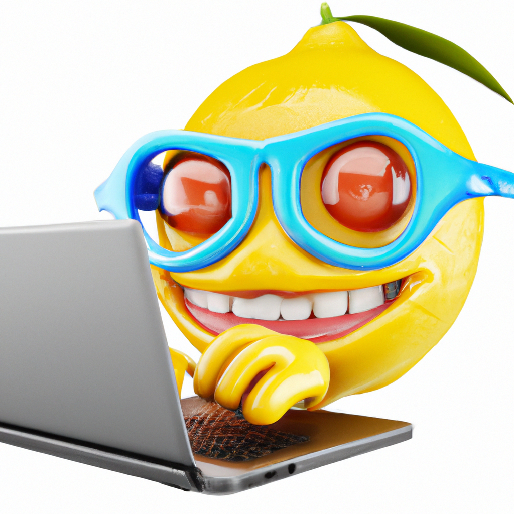 lemon emoji wearing nerd glasses typing on a futuris... OpenArt