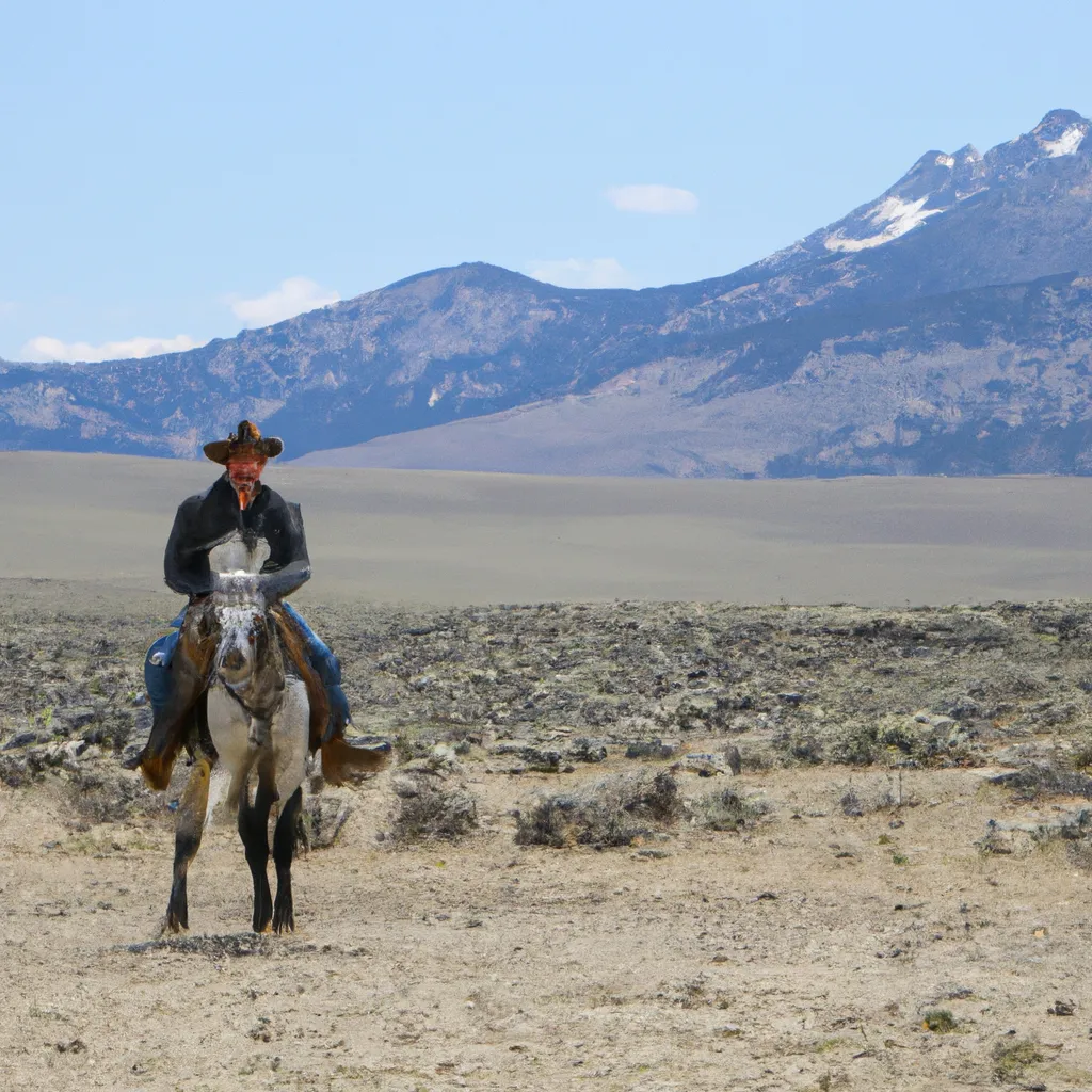 Prompt: Cowboy on a horse in the high desert