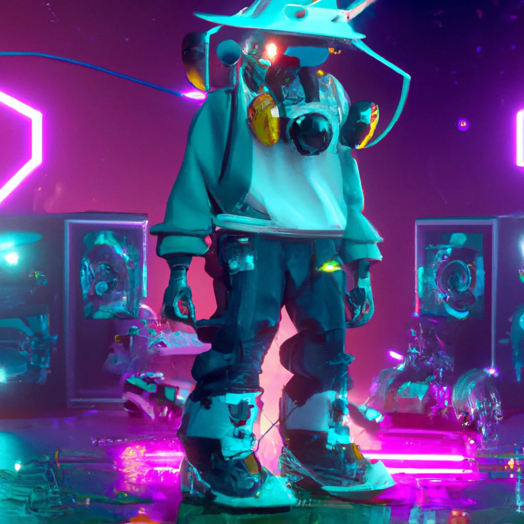 Prompt: flcl fighter wearing streetwear with large vintage robot mask and random cap, headphones, feet wearing sneakers, cool, neon lights, Astral realm ruins environment, very detailed robot full-body with symmetrical eyes, avatar, cinematic lighting, amazing composition , 3d octane render, unreal engine, hyper realistic, soft illumination, trending artstation, environmental concept, trending on ArtStation, all in greys, cinematic lighting