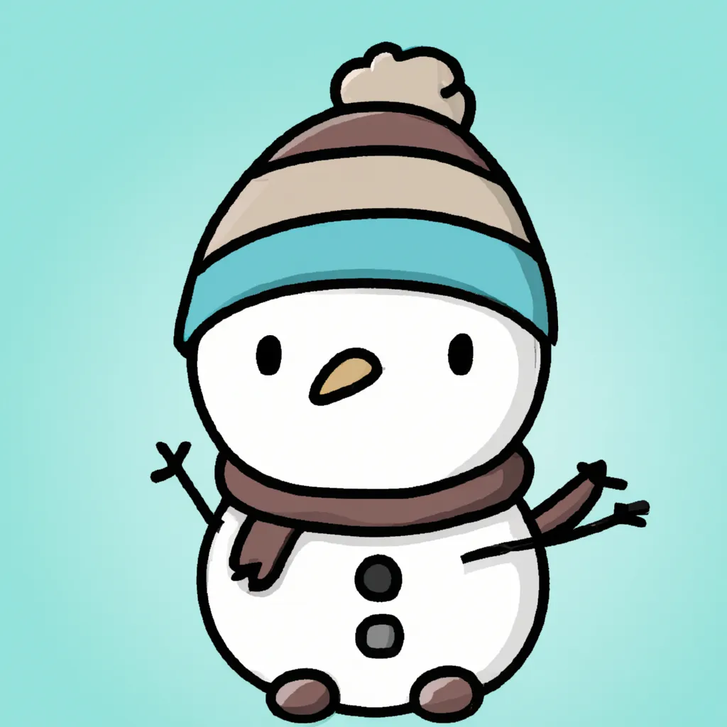 Cute Snowman Line Drawing Cartoon · Creative Fabrica