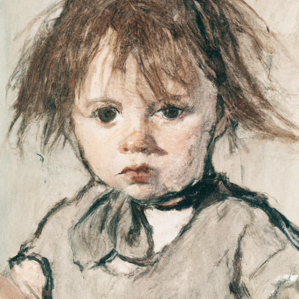 Prompt: Baby With Dirty Face and Messy Hair, London, 1880, by Edgar Degas