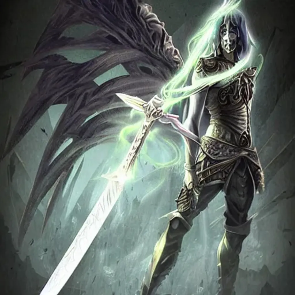 Prompt: jagged complete sword with dark aura, epic dark fantasy art