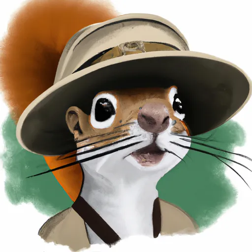 Prompt: portrait of a posh squirrel wearing a monocle and a safari hat, bushy moustache