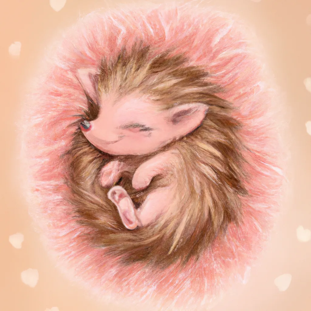 Prompt: adorable sleeping baby hedgehog, vivid, chibi, digital art