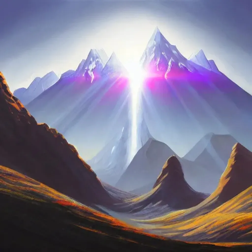 Prompt: a painting of a futuristic arc with mountains in the background, concept art by Zoltan Boros, trending on Artstation, altermodern, anamorphic lens flare, concept art, parallax