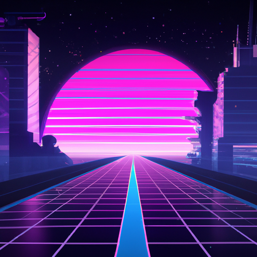 Retro futuristic synthwave styled night cityscape wi... | OpenArt