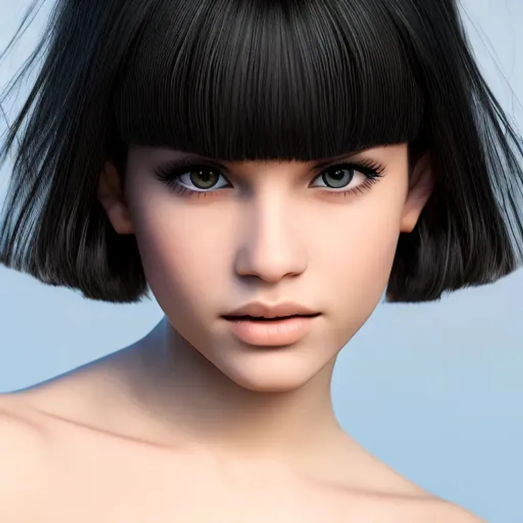 Prompt: full body highly detailed intricate stunning photorealistic symmetrical portrait of a pretty adorable young cute teenager girl looking into camera, by artgem and artstation and greg rutkowski, pure short hair, pale clean skin, bright eyes, eyeliner makeup, minimal clothing, black crop top, black mini skirt, black choker, wearing almost nothing, octane render, cinematic lighting, 4k, 8k, rtx, rait racing, uhd, hyperrealistic, reflections, cgsociety, unreal engine, ambient occlusion, hd, centered, in frame