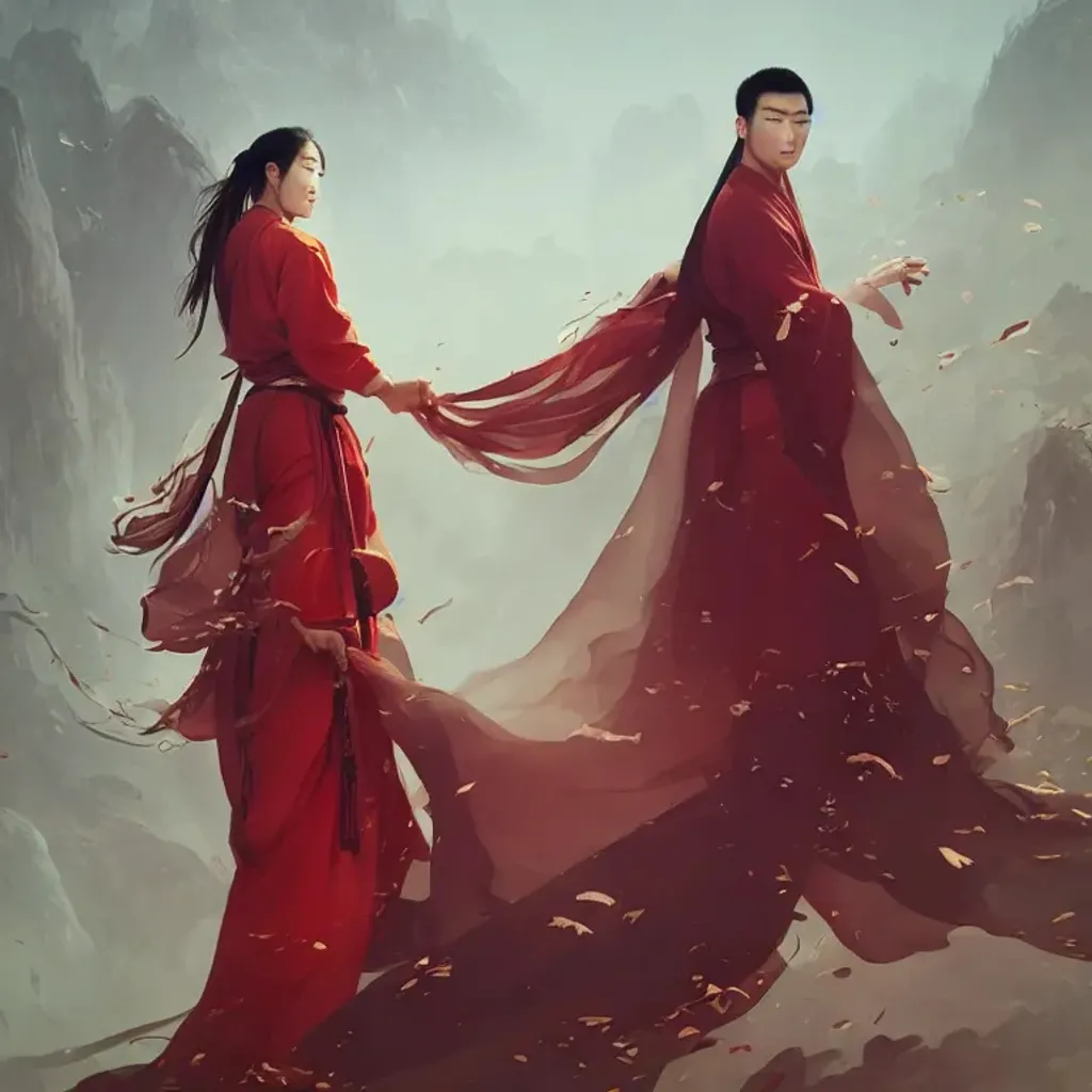 Prompt: a muscular handsome chinese monk with danfeng eyes, fair complexion, straight nose, thin lips, delicate eyebrows, elegant, wears heavenly hanfu, intricate detail, epic, cinematic, xianxia, wuxia, conrad roset, greg rutkowski, flume cover art, trending on artstation