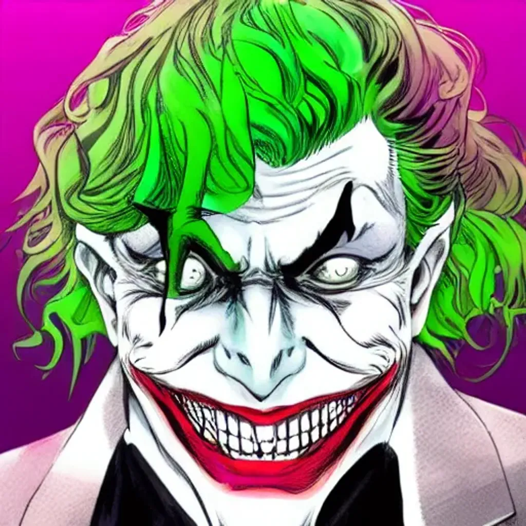 The Joker Laughing in the style of Takeshi Obata. Gr... | OpenArt