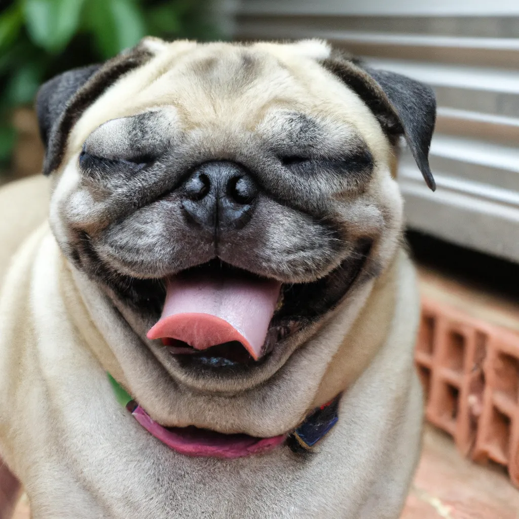 Prompt: pug smiling 