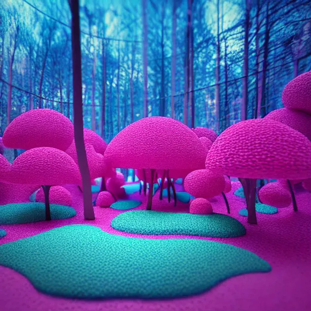 Prompt: (microworld rendered in photoshop) 3D isometric floating magical pink and teal forest at sunset, bokeh effect, intricate, high detail, behance, microworlds smooth, macro sharp focus, centered, microworld art, professional photoshop composition, cinematic lighting