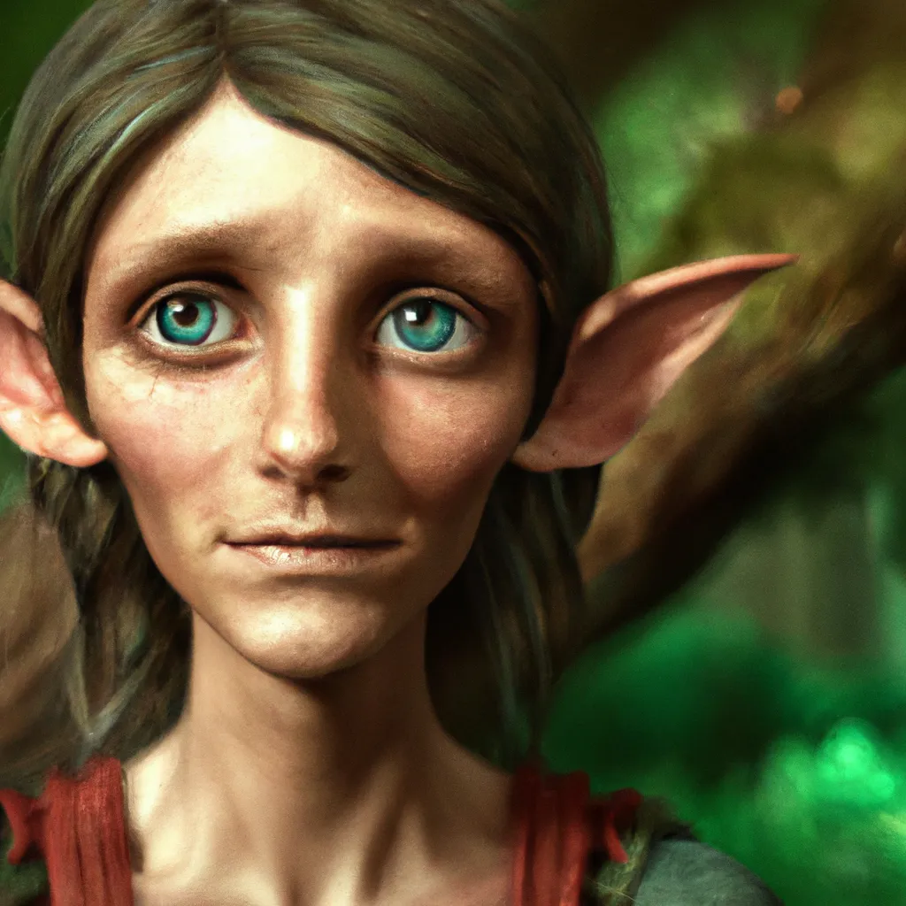 Prompt: Portrait of a wood elf with large green eyes and smooth skin, lush forest background, deep colors, perfect composition, hyperrealistic, hyperdetailed, 32k, high quality, trending art, trending on artstation, sharp focus, studio photo, intricate details by greg rutkowski