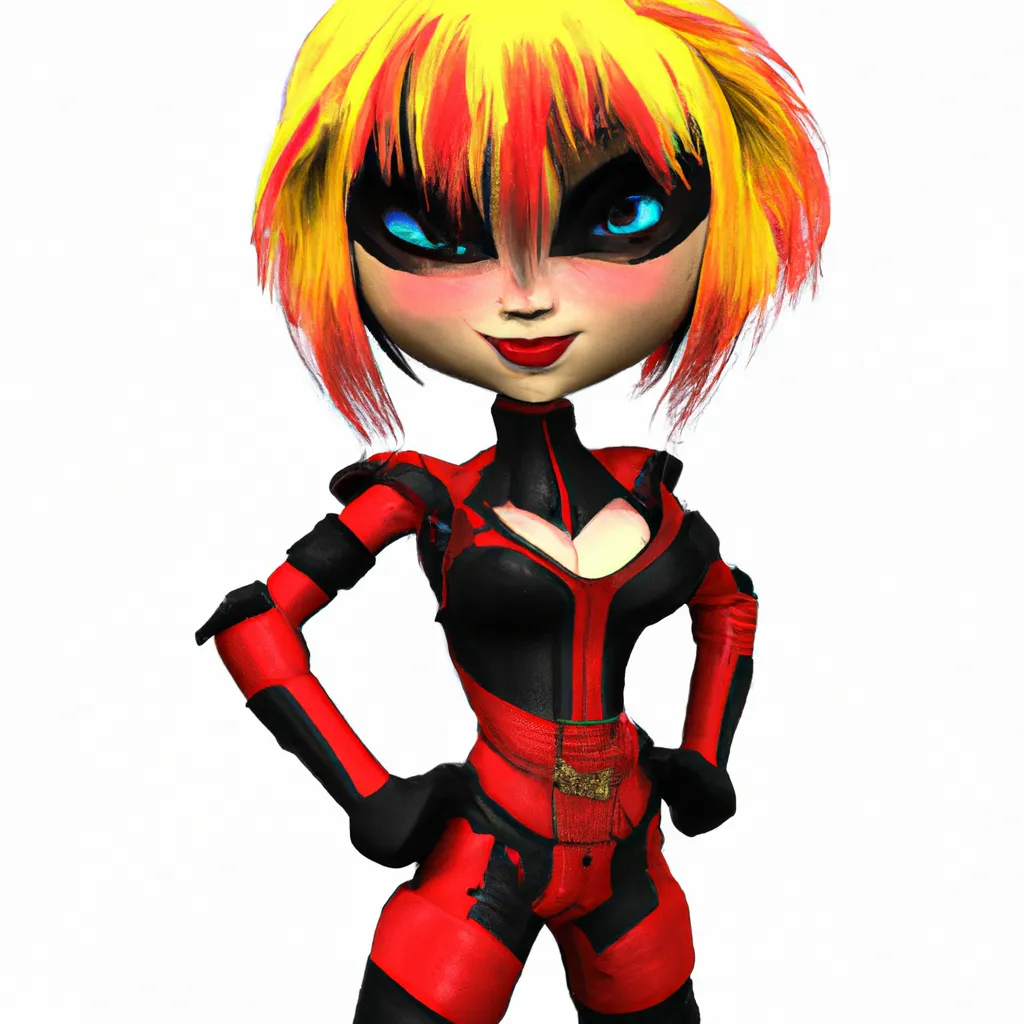 Prompt: A 3d render of a firegirl superheroine