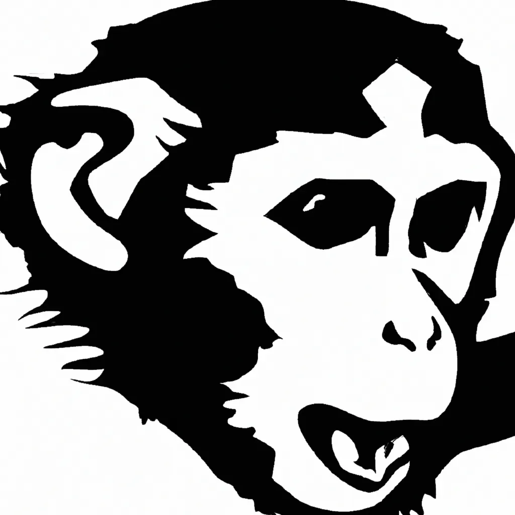 Prompt: monkey stencil drawing monochrome