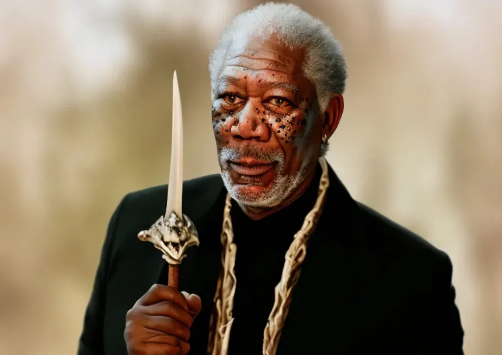 Prompt: Morgan Freeman Vampire Lord, Blood Magic, Fantasy, 4K, 8K, High Resolution