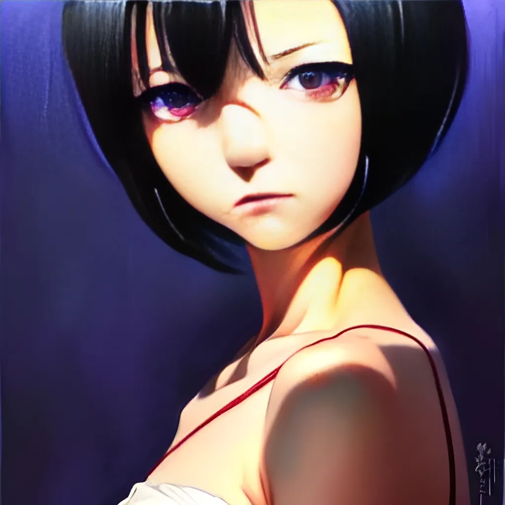 Prompt: Anime Girl, black Bob cut hair, realistically shaded anime lighting poster resinograph by ilya kuvshinov katsuhiro otomo, magali villeneuve, artgerm, jeremy lipkin and michael garmash and rob rey