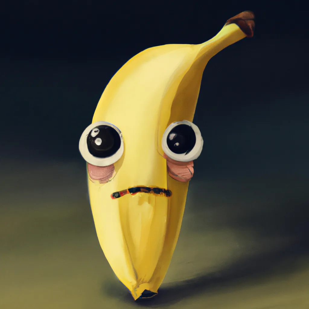 Prompt: a scared banana, digital art