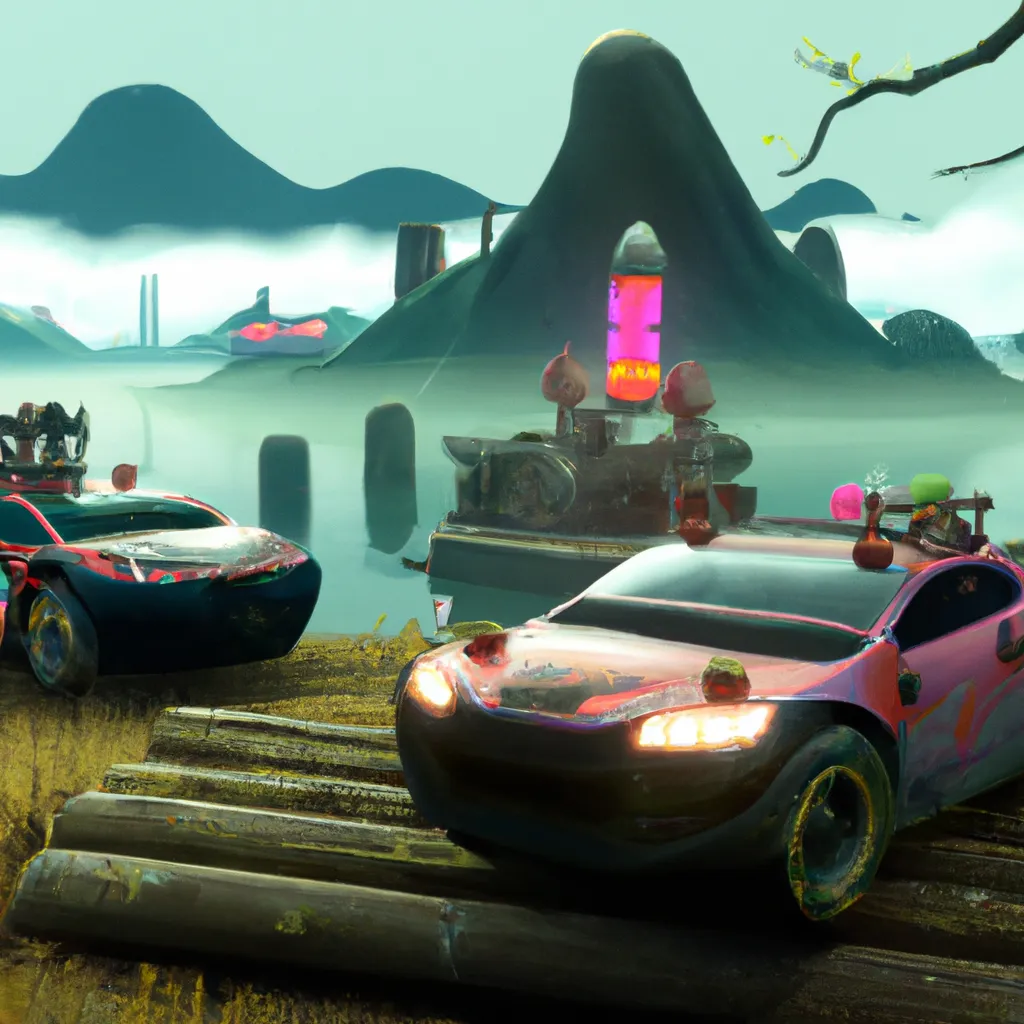 a video game with rocket league cars in the ghost of...