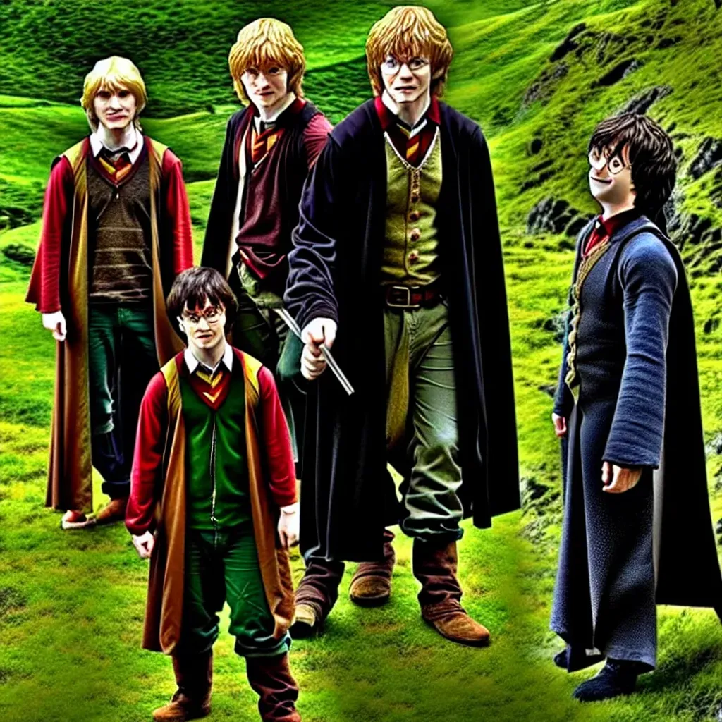 Prompt: Harry Potter The Hobbit Eragon Merlin - Dragon