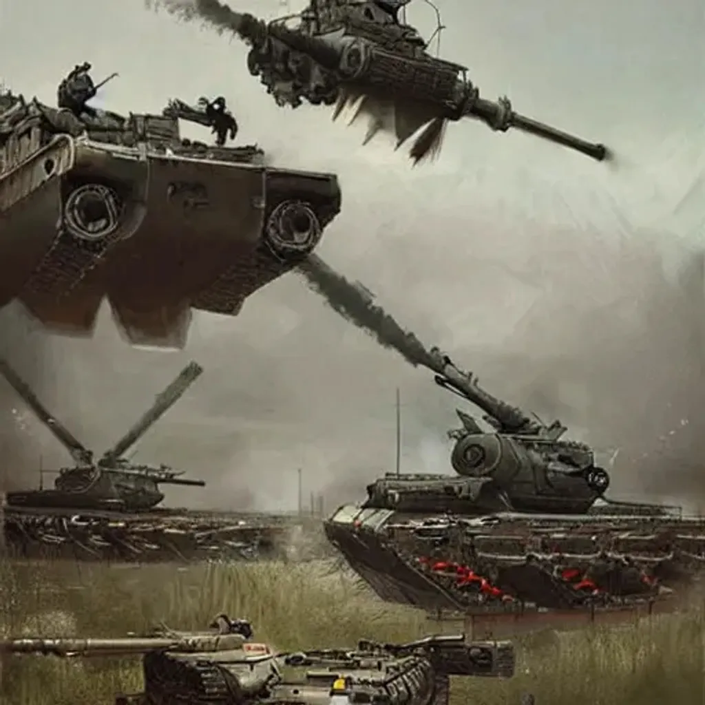 Prompt: dieselpunk artillery, huge tanks, world war two, concept art, art by jakub rozalski