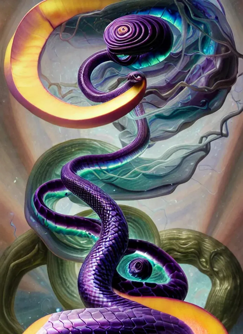 Large blooming ((iridescent (((snake-flowers)) by Da... | OpenArt