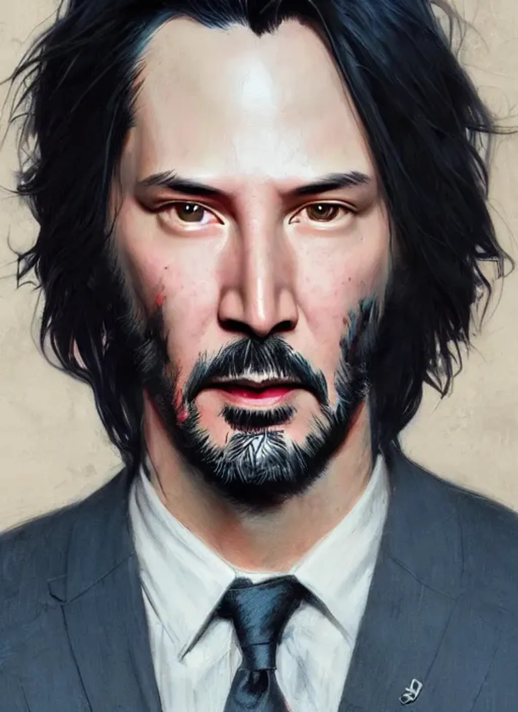 Prompt: raphaelite portrait of keanu reeves, concept art, comic book cover, rossdraws, greg rutkowski, photorealism, intricate details