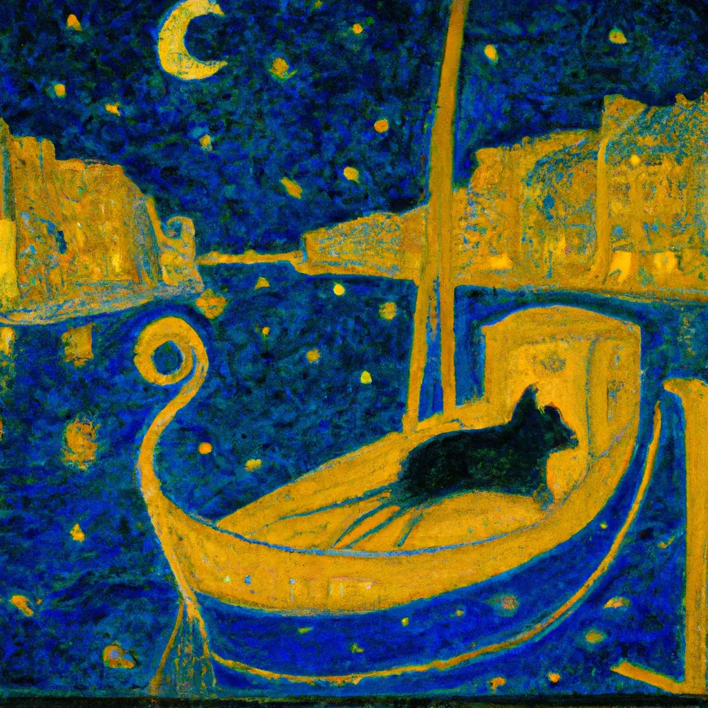 Prompt: 1800s painting of a mouse flying in a boat at night over paris, in style of van gogh