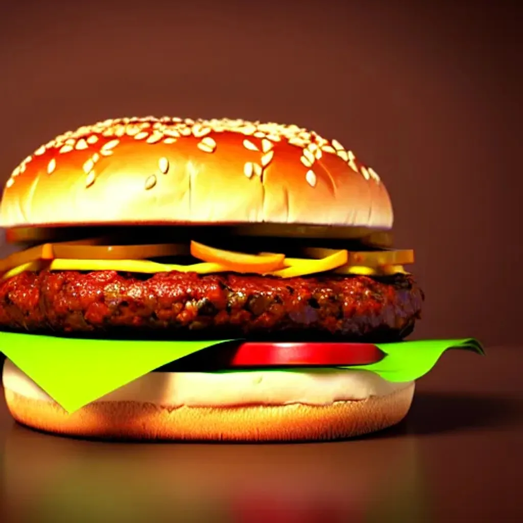 Prompt: Food advertisment of a hamburger, simple, photorealistic, 3d render