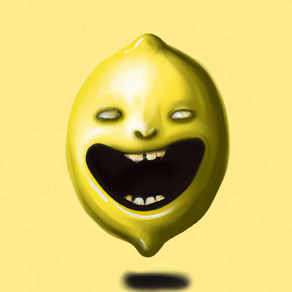 Prompt: A digital art of a lemon overlord that looks like a laughing emoji, digital art, trending on open art, trending on art station 