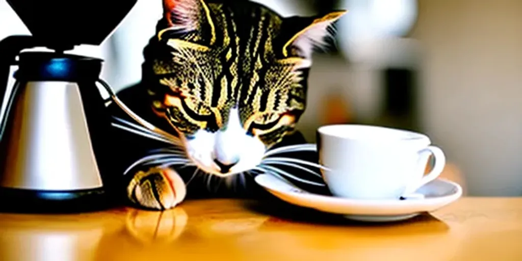 Prompt: cat making coffee