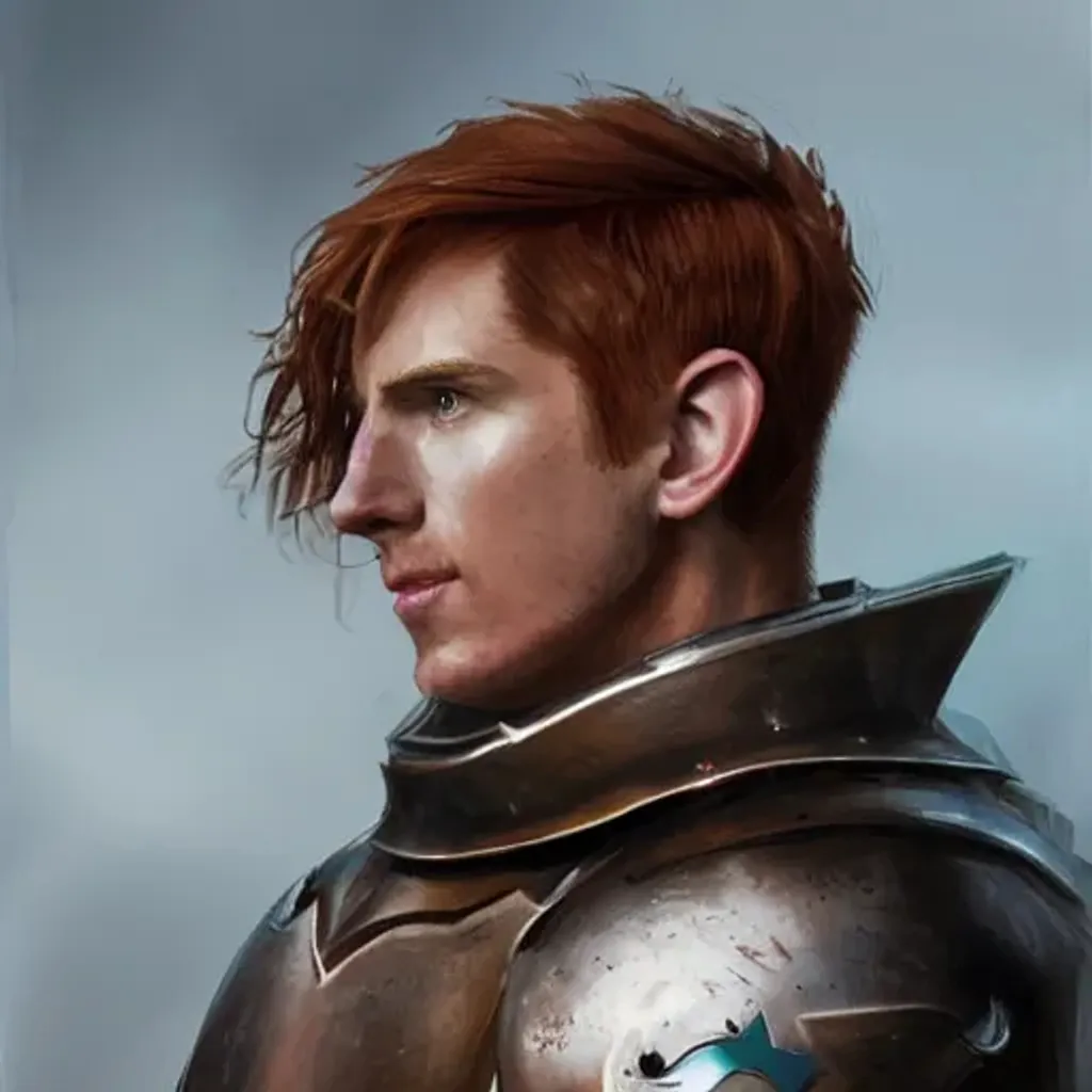 head and shoulders portrait of a male half-elf knigh... | OpenArt