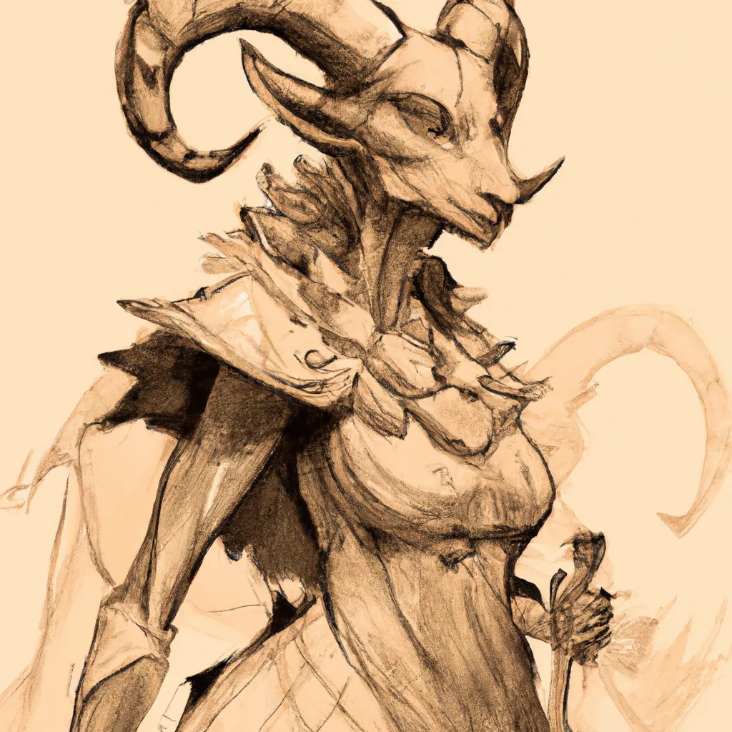 Prompt:  Large creature, Anthropomorphic baphomet goatlike demon beast, strong female, 