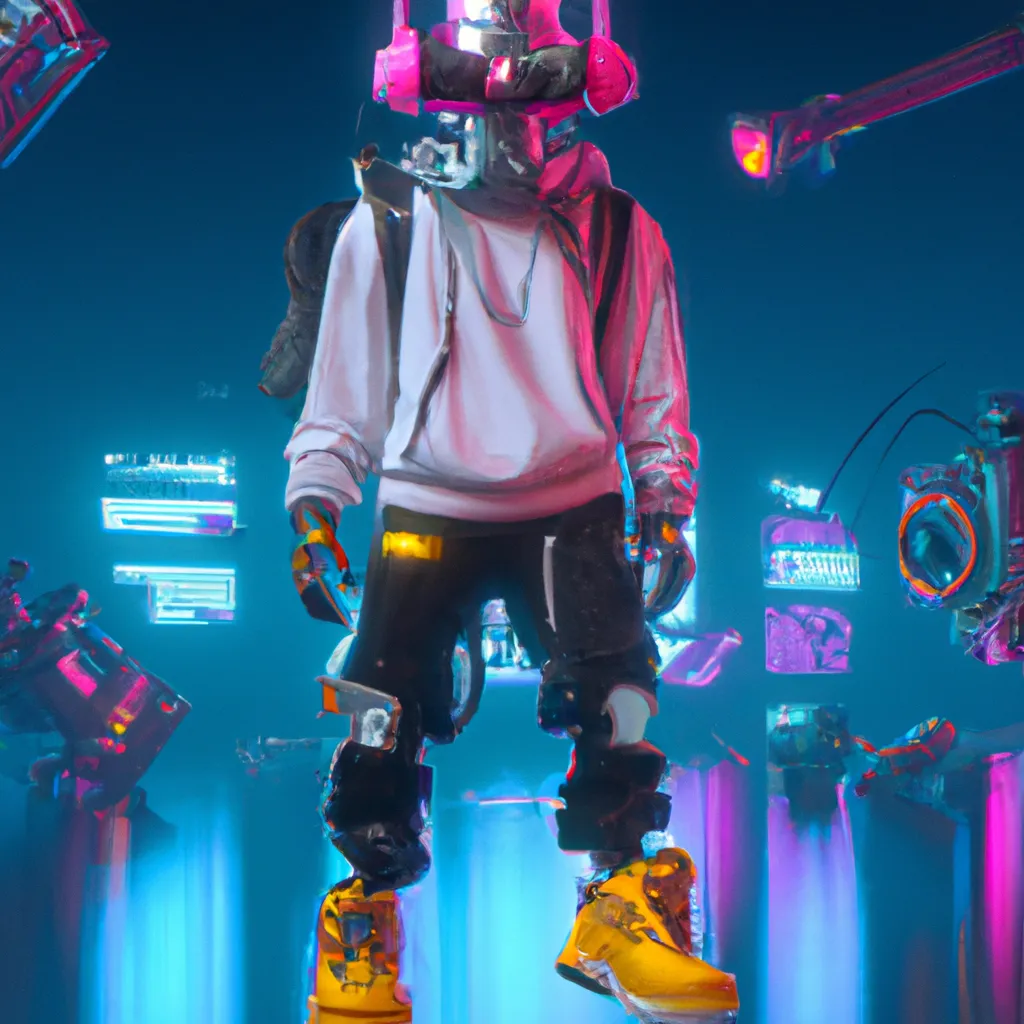 Prompt: flcl fighter wearing streetwear with large vintage robot mask and random cap, headphones, feet wearing sneakers, cool, neon lights, Astral realm ruins environment, very detailed robot full-body with symmetrical eyes, avatar, cinematic lighting, amazing composition , 3d octane render, unreal engine, hyper realistic, soft illumination, trending artstation, environmental concept, trending on ArtStation, all in greys, cinematic lighting