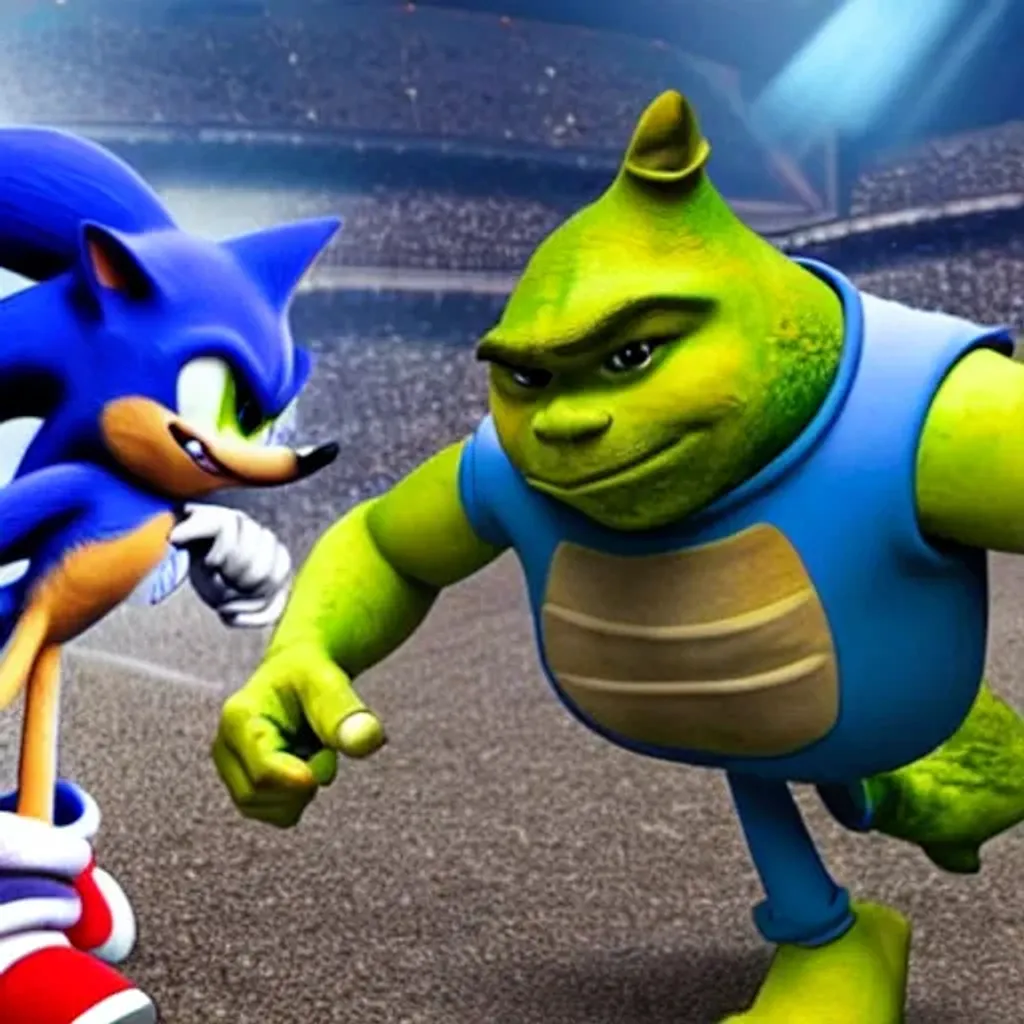 Prompt: sonic vs. shrek