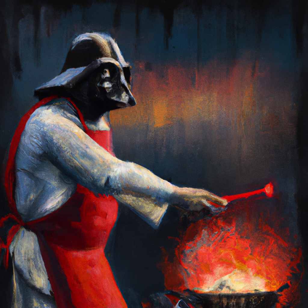 Darth vader from star wars roasting meat with his l... OpenArt