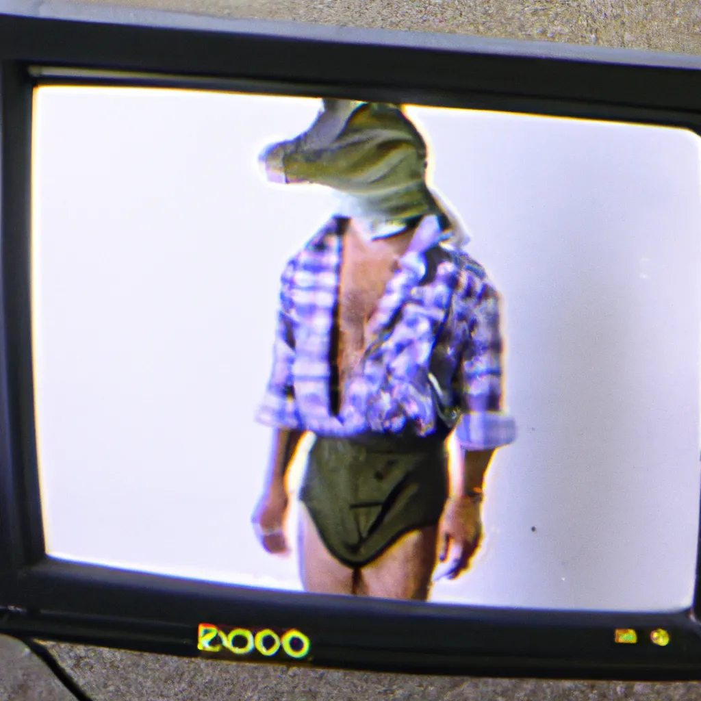 Prompt: A 1993 VHS footage of a guy with a lizard head wearing butcher clothes 