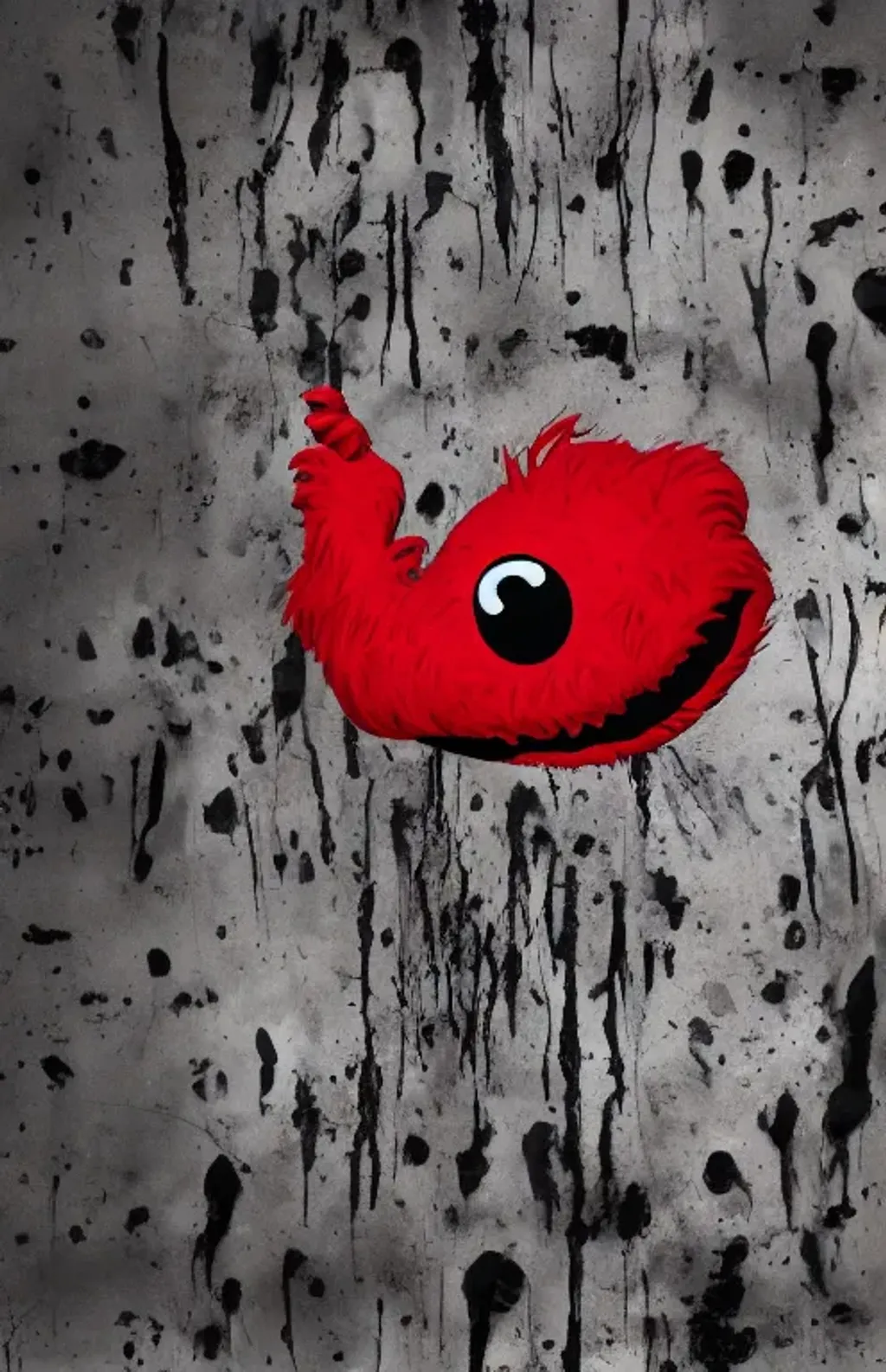 Prompt: Elmo, Abstract Horror Film.