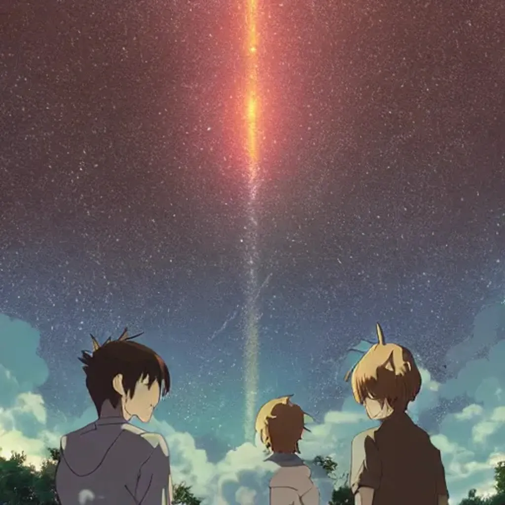 200 stars in the night sky, style of makoto shinkai studio