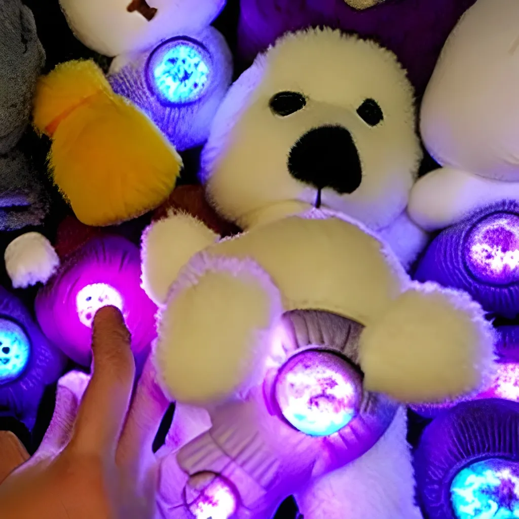 Prompt: Orrery saw purple lights shining brightly from the stuffed animals covering him. He clawed and dug his way through the lifeless stuffed animals that were no longer breathing into his mouth or keeping him down. Orrery shoved his hands into the open air above the pile of glowing stuffed animals he was in. He dug his way to the surface and stood up on the cave floor, which was about 3 feet below the top of the pile of luminescent stuffed animals he was standing in He gasped and coughed because of the putrid fumes from the decaying wool stuffing in the pile of purple luminous stuffed animals.
