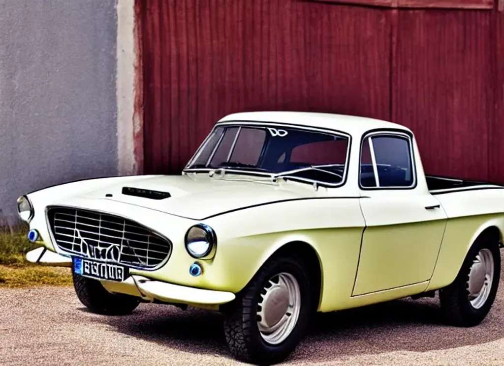 Prompt: A photograph of an bakkie inspired by the Volvo P1800