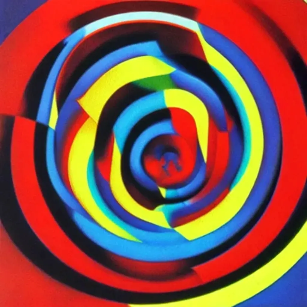 Prompt: inferno, Victor Vasarely, Dante, vivid color, chrome effect, spiral effect
