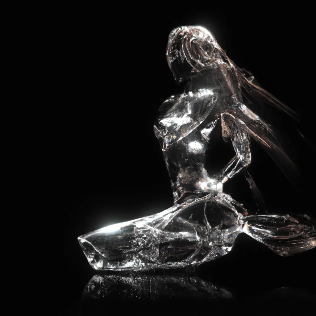 Prompt: a smooth transparent clear crystal sculpture of a beautiful mermaid posing appears to be wrapped around with smooth streaks of random lightning bolt in total darkness by Christian W. Staudinger, featured on cg society, perfect composition, black background, darkness, holography, backlight, transparent crystal, chiaroscuro, bioluminescence, opalescent, iridescent, x-ray hologram | 3d octane render | octane lighting | dream fantasy | centered | octane render artstation trending 8k ultra-detailed  | sharp focus golden ratio | Disney Pixar Dreamworks 