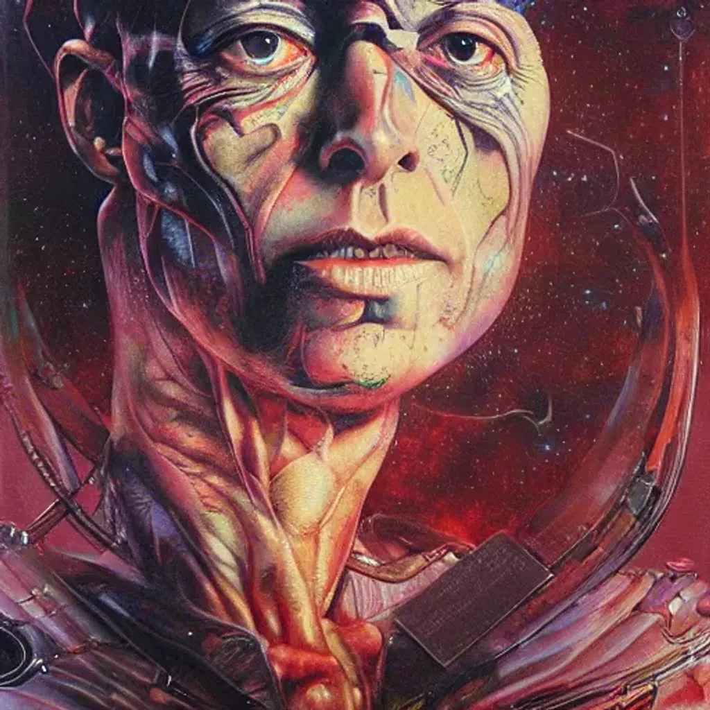 Prompt: UHD photorealistic Elon Musk as an alien from dimension x, by Ayami Kojima, Amano, Karol Bak, Mark Brooks, tonalism, rich deep colors. Beksinski painting, art by Adrian Ghenie and Gerhard Richter. art by Takato Yamamoto. masterpiece