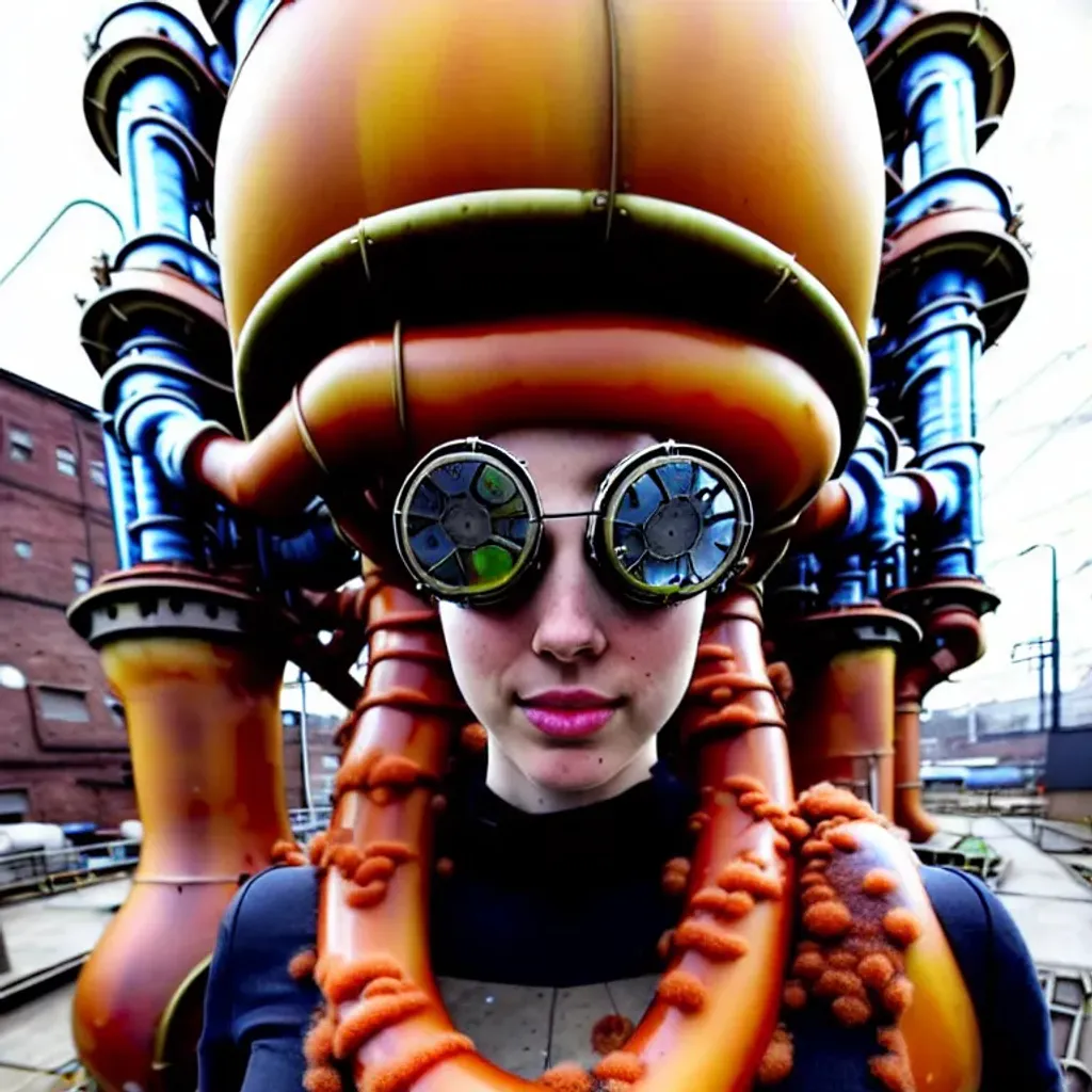 A giant gelatinous fungus grows in an enormous steam... OpenArt