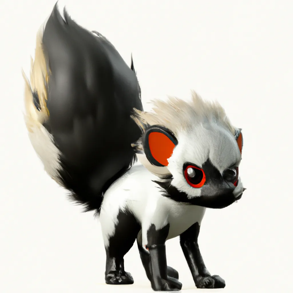 Prompt: skunk pokemon, spotted skunk, fire and ghost type pokemon, cute, cute ghost, mascot, starter, like eevee, like flareon, ken sugimori style, pokemon design, pokemon concept, fakemon, new pokemon, trending online, fluffy, adorable, ken sugimori, high quality, 8k, perfect composition, beautiful detailed intricate insanely detailed octane render trending on artstation, 8 k artistic photography, photorealistic concept art, soft natural volumetric cinematic perfect light, chiaroscuro, award - winning photograph, masterpiece, oil on canvas, raphael, caravaggio, greg rutkowski, beeple, beksinski, giger