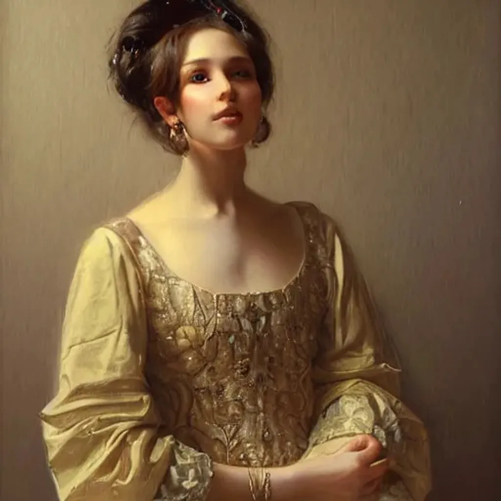 Prompt: A young beautiful woman from high society Ivan Kramskoy style highly detailed