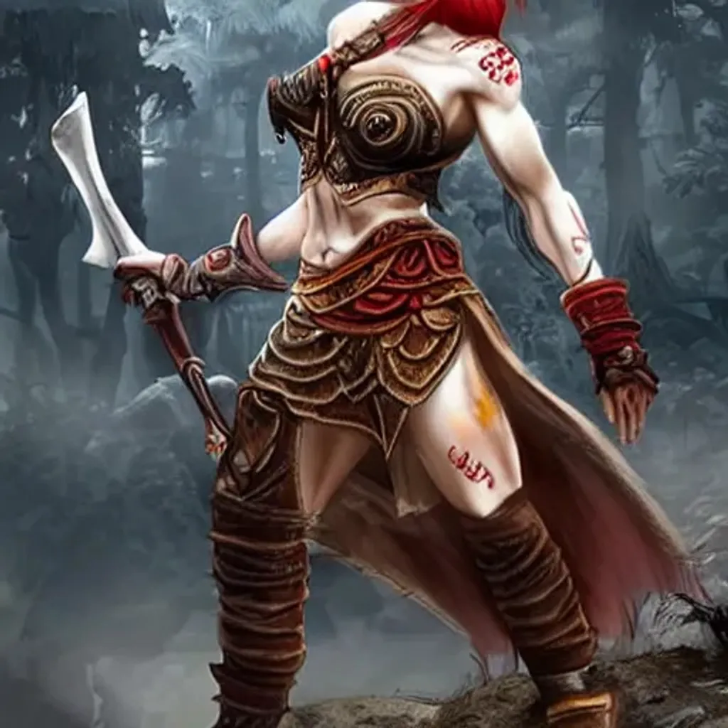 Prompt: female kratos