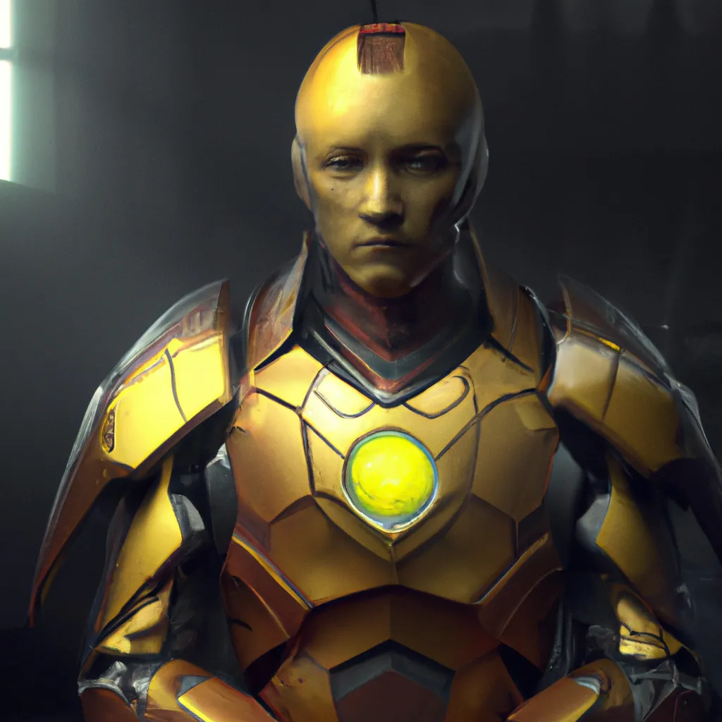 Prompt: a Dramatic shot of the iron man suit based off of a very yellow lemon, LEMON head, Renaissance portrait, highly detailed, elaborate, heroic fantasy, Latour, Philippe de Champaigne, Rika Suzuki, lemon character, by artgerm, HD, hdr, ue 5, ue 6, unreal engine 5, realistic anime 3 d style, cinematic 4 k wallpaper, 8 k, ultra detailed, GTA V cover art, high resolution, artstation, award winning, Comic book bold lines