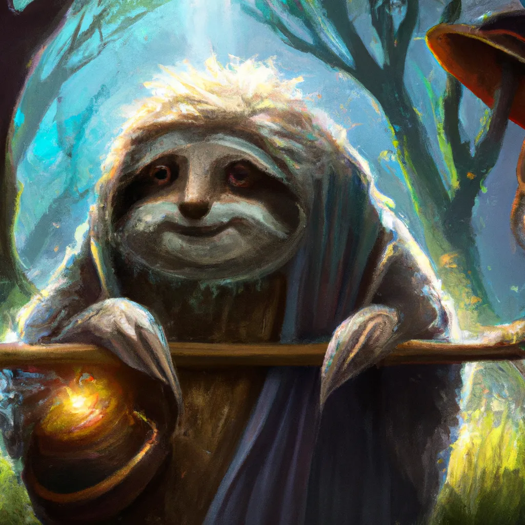 Prompt: a wizard sloth by Boris Vallejo, fantasy illustration